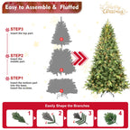 Green artificial Christmas tree displayed in corner of cozy living room