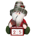 Vintage wooden old man doll with cloth details displayed as Christmas decoration