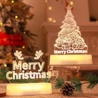 Stacked acrylic LED lamps in festive Christmas setting for gifting