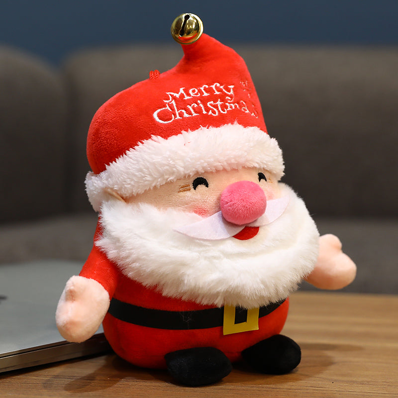 Festive Santa plush pillow displayed on soft surface
