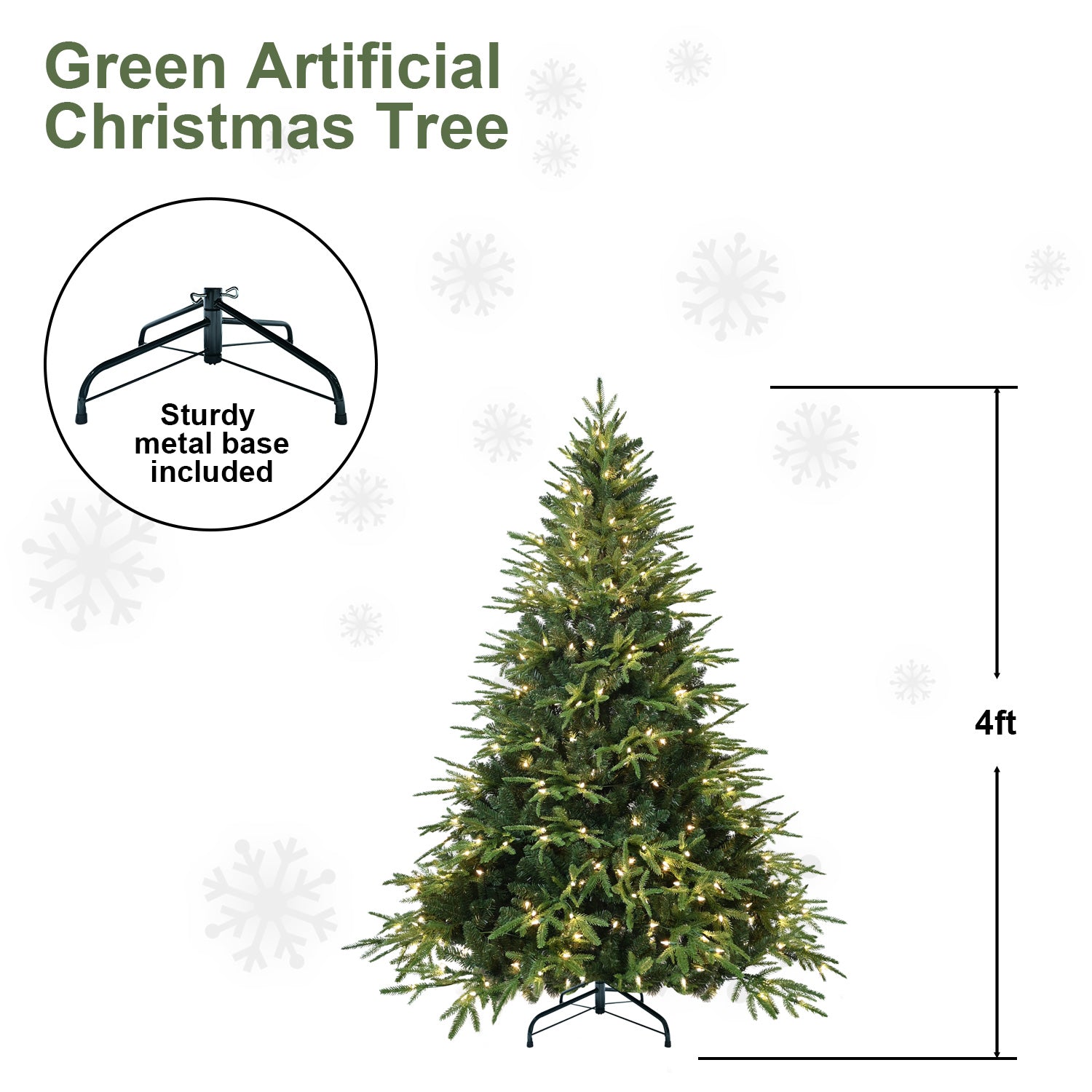 Green PVC Christmas tree with warm pre-lit glow in living room setting Main image