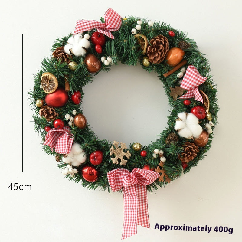 Close-up of PVC garland bow texture and craftsmanship for seasonal display