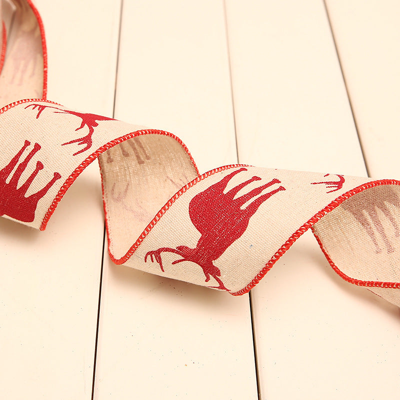 English Merry Christmas linen webbing decoration for holiday cheer