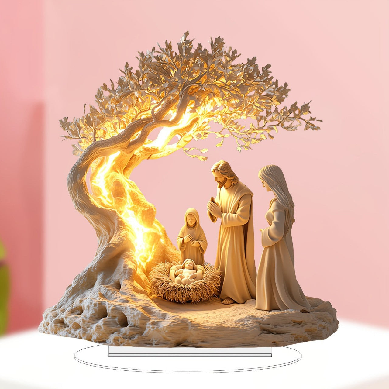 Acrylic decorative ornament displaying Christian Tree of Life motif