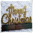 Set of gold Christmas letter pendants in multiple sizes for tree decoration