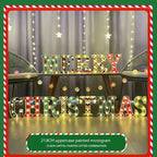 Merry Christmas letter lights glowing warmly on wall