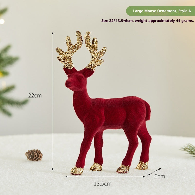 Glittering elk decoration featuring sequin accents in festive Christmas styling