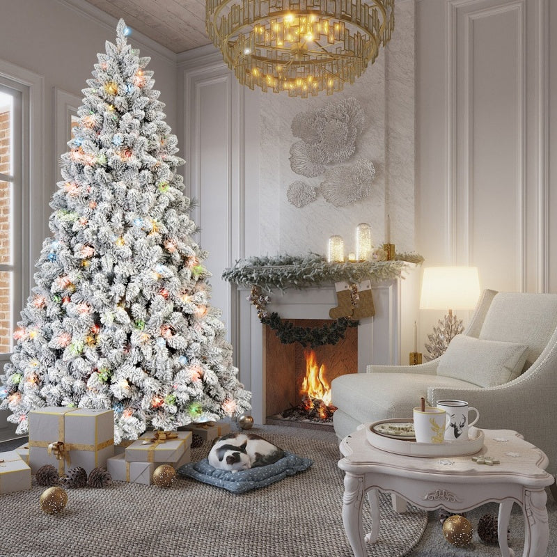 Flocked PVC Christmas Tree with Colored Lights Secondary image