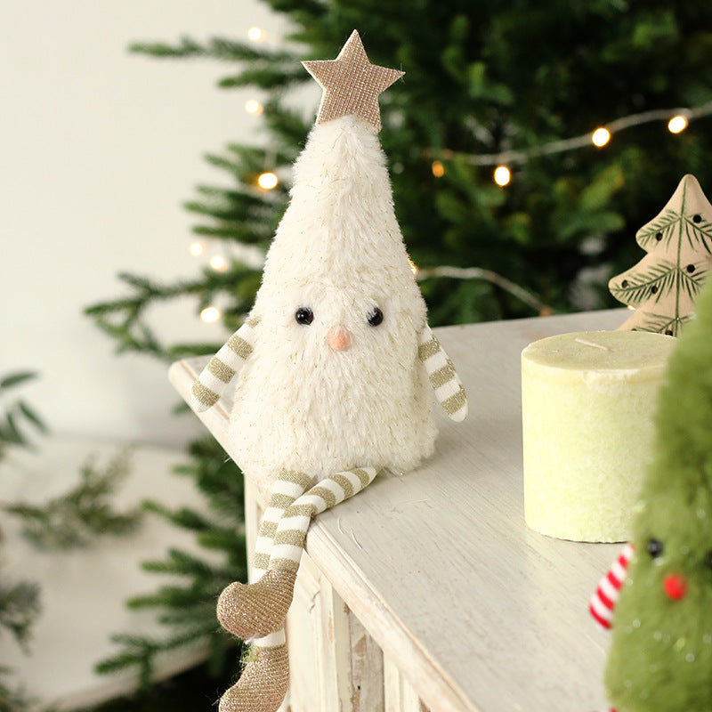 Playful plush doll Christmas decoration with cheerful festive design for holiday display