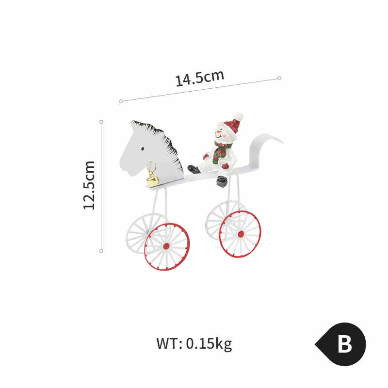 Christmas reindeer carriage ornament set displayed together Main image