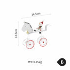 Christmas reindeer carriage ornament set displayed together