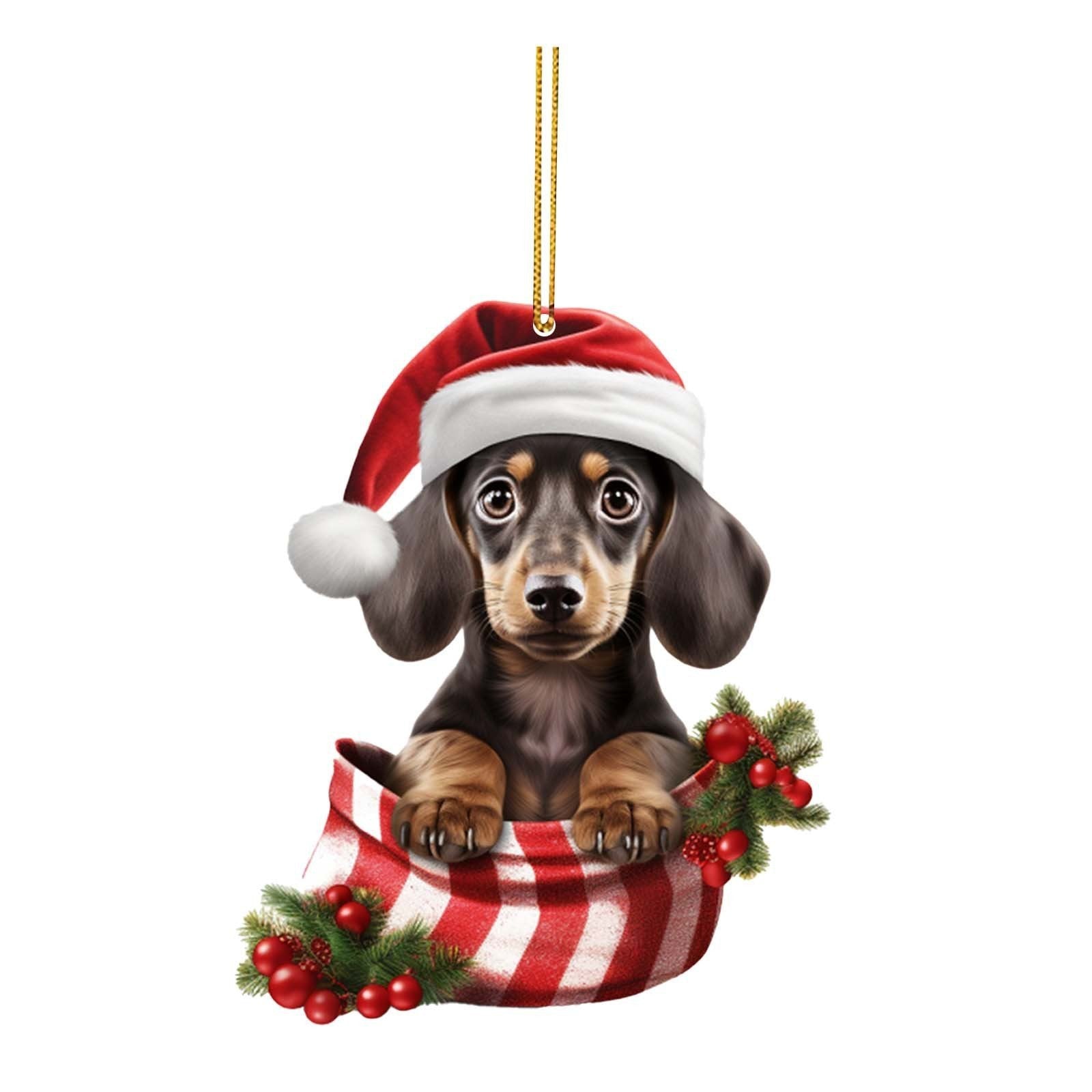 Playful puppy holiday ornament in multiple color variants