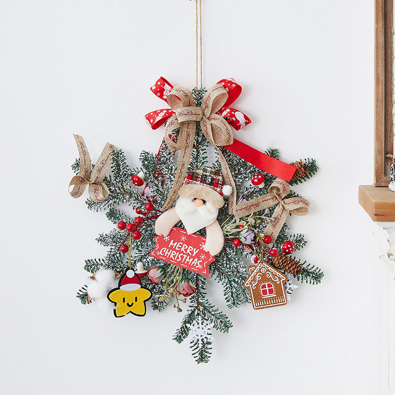 Cane-shaped rattan Christmas pendant with battery string lights option