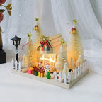 Cozy miniature wooden cabin with LED lights for Christmas decor