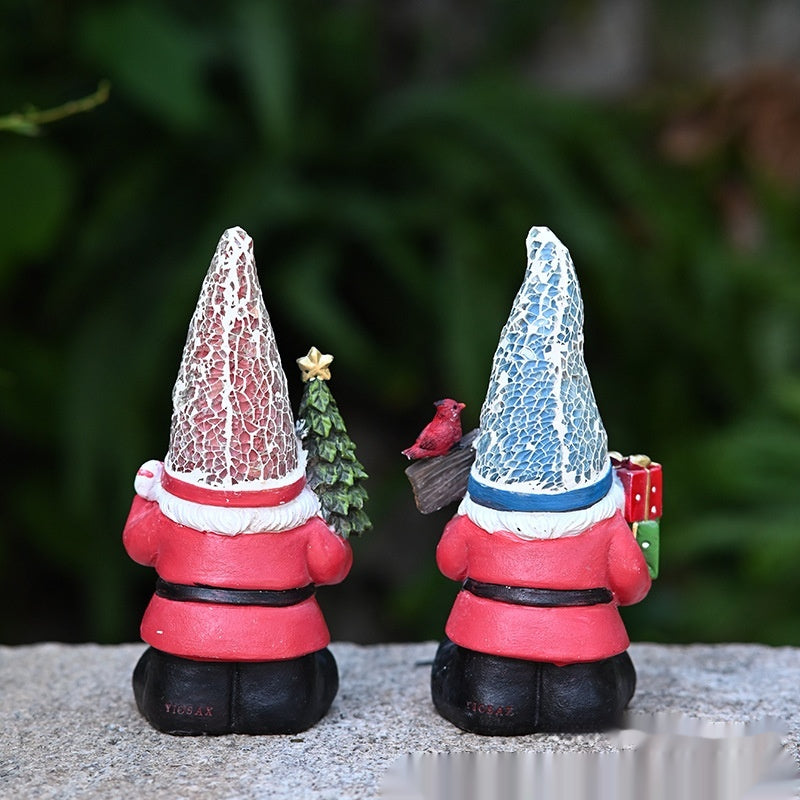 Festive Christmas tree resin statue ornament with traditional holiday colors