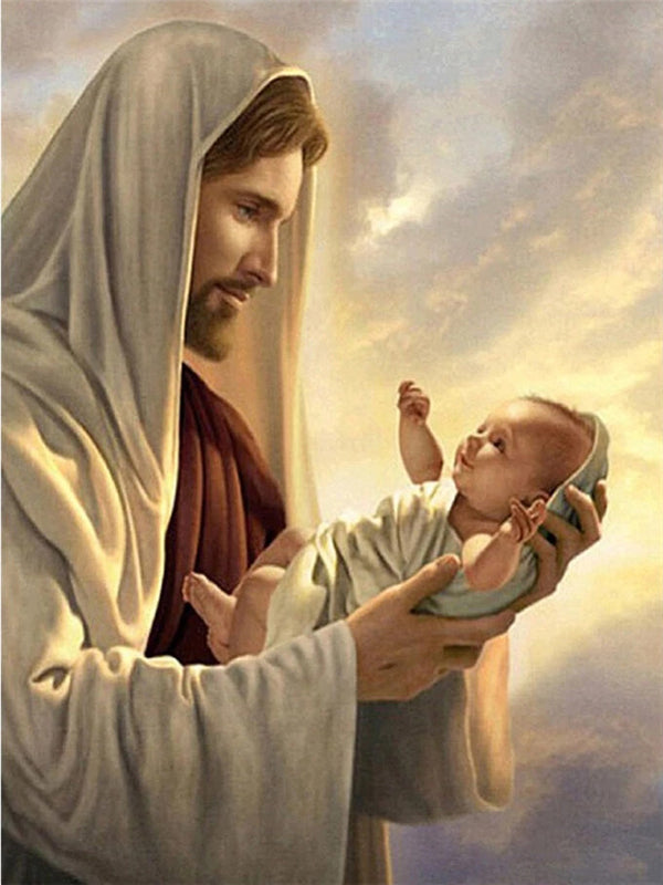 Religious 5D diamond painting showing serene Jesus portrait design - Christian art