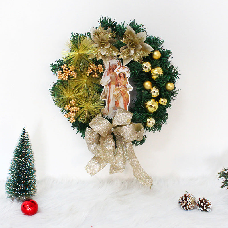 Light luxury Christmas wreath with religious symbolism, seasonal faith decor
