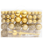 Collection of golden Christmas baubles in various sizes