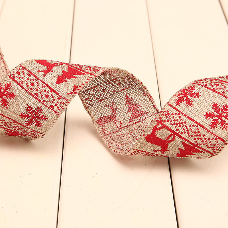 Christmas tree linen webbing decoration with warm holiday charm