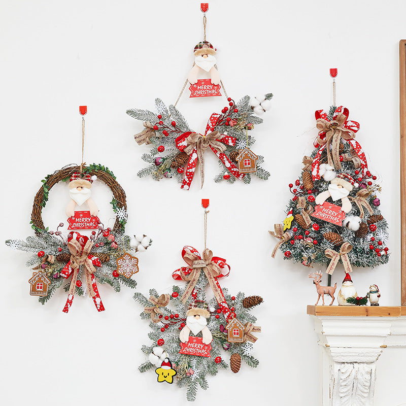 Three-layer tree-shaped rattan pendant for festive wall hanging display