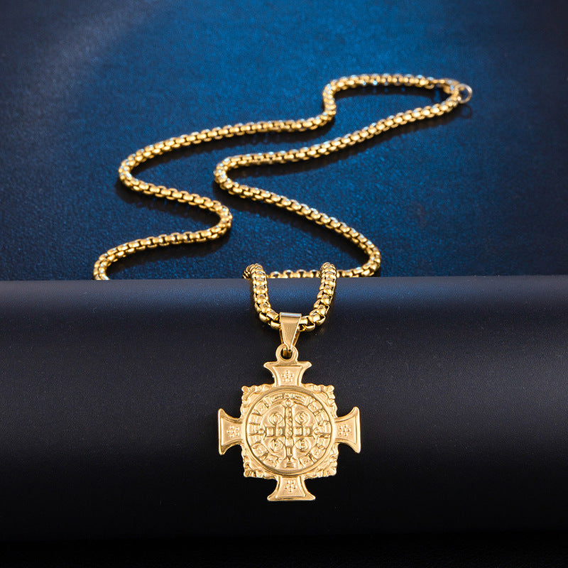 Stainless steel pendant with Saint Benedict image