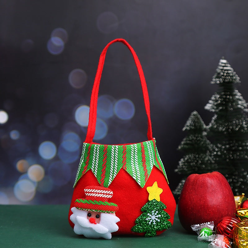 Santa-themed Christmas Eve cloth gift pouch