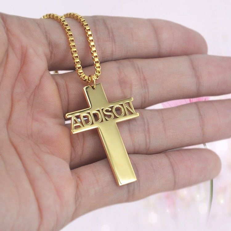 Jesus cross pendant necklace displaying silver and gold color options