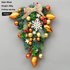 Plastic green inverted Christmas tree wreath for holiday wall display