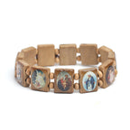 Wine red wooden rosary bracelet with geometric design for religious devotion and faith expression