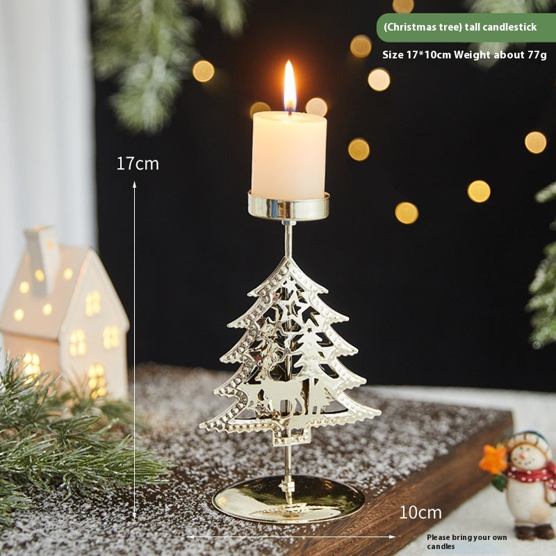 Romantic Wrought Iron Christmas Candlestick Decoration - Christian Home Decor