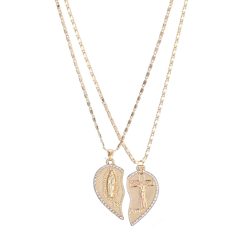 Twin heart faith pendant necklace with chain for daily wear