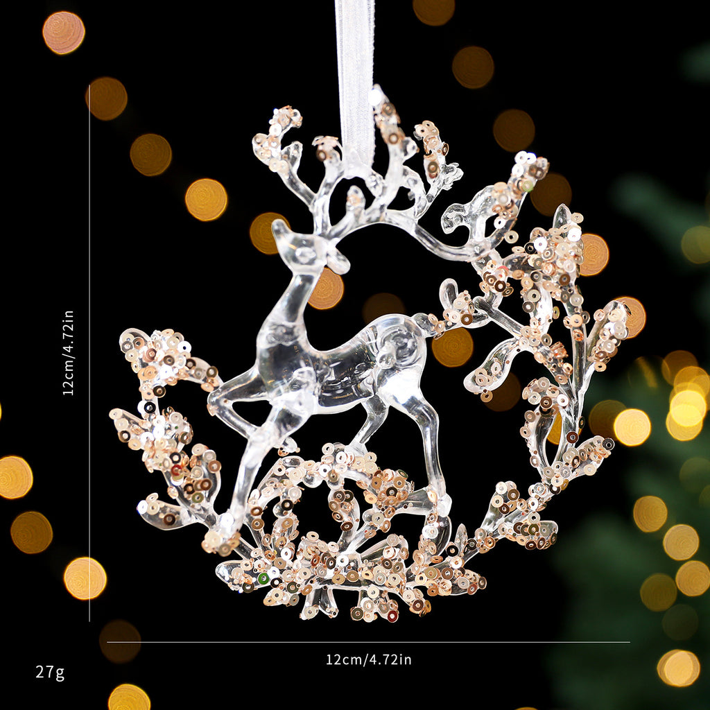 Sequined acrylic pendant ornament showcasing Christmas snowflake design