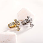 Gold-toned cross signet ring on white background - Christian Jewelry