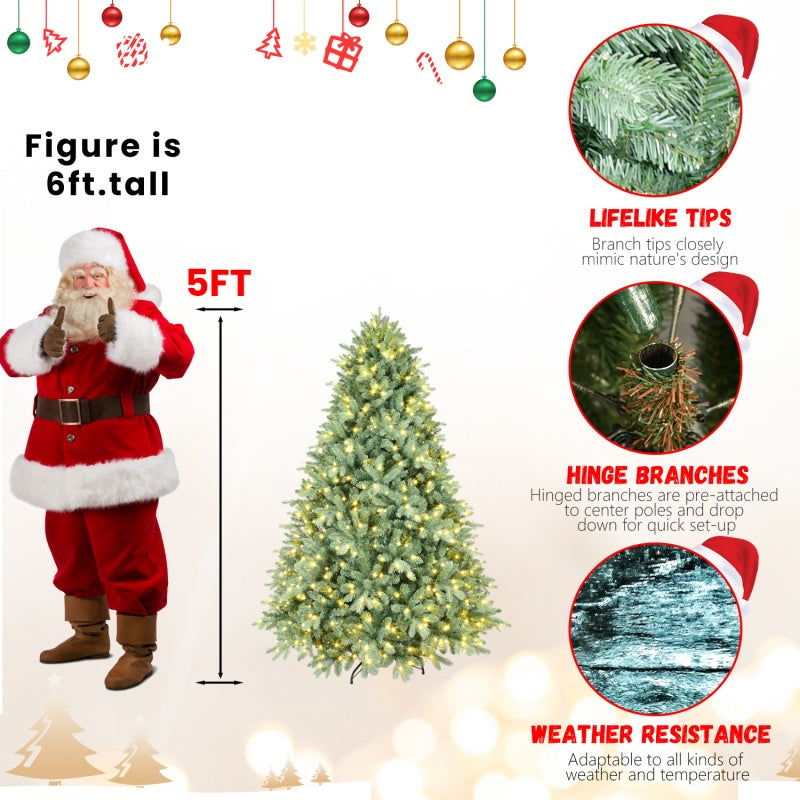 Green PE/PVC Christmas Tree with Warm White LED Lights - Christian Home Decor