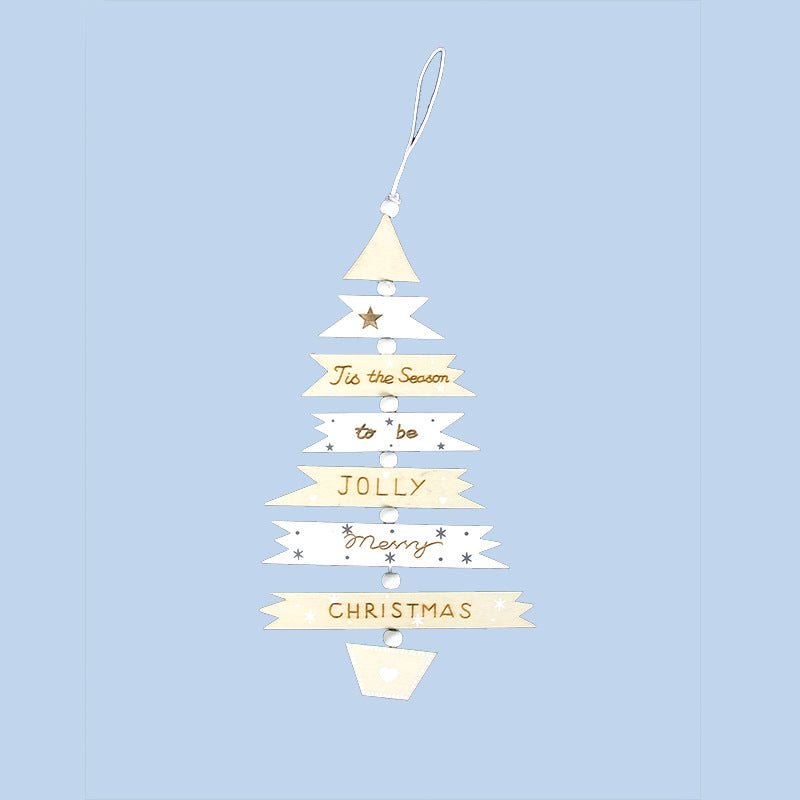 Painted wooden Christmas tree pendant with colorful finish Main image
