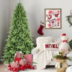 Christmas tree in living room with warm ambient lighting