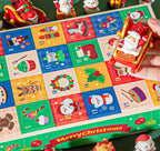 Christmas peek-a-boo figurine with holiday greenery background