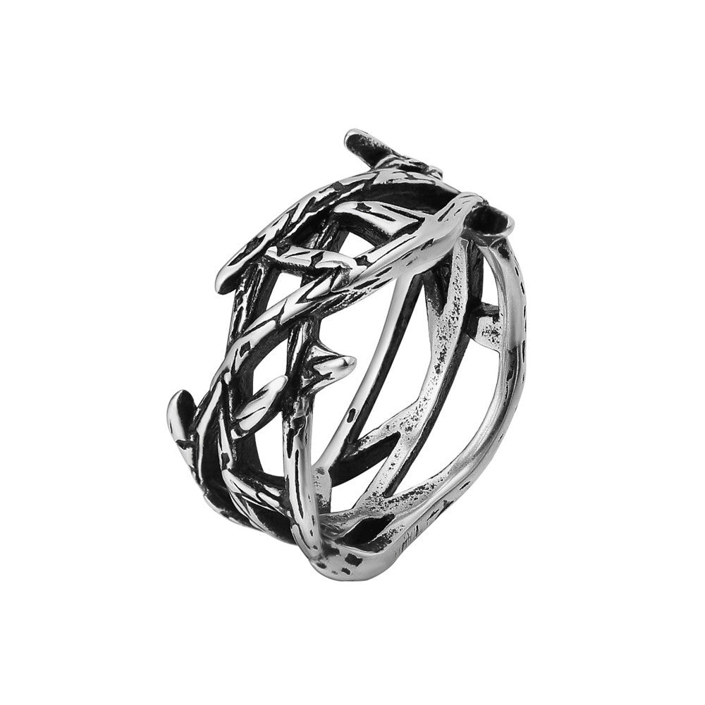 Bold thorn crown ring for men showing the symbolic design