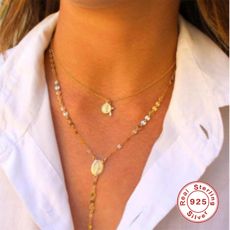 Elegant gold Virgin Mary pendant necklace for daily wear