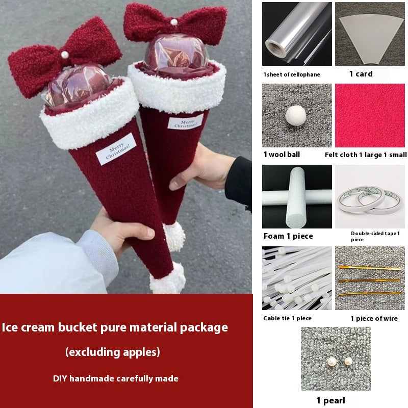Christmas cone fruit bouquet decoration with festive bow