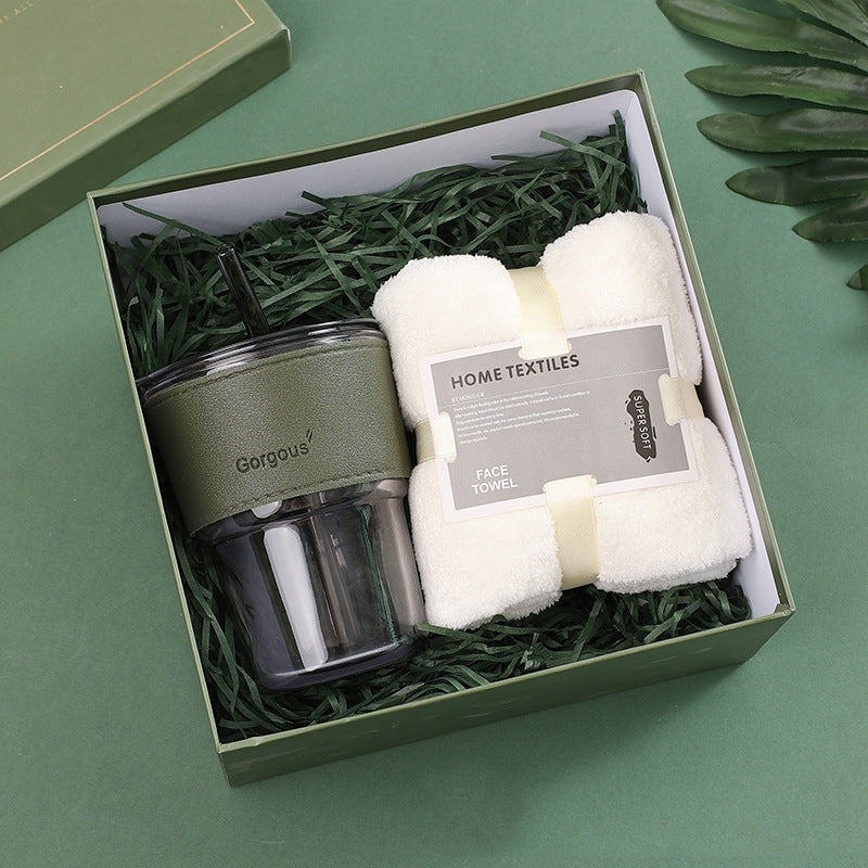 Green ceramic gift set with Christmas ribbon detail - faith