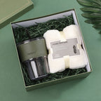Green ceramic gift set with Christmas ribbon detail - faith