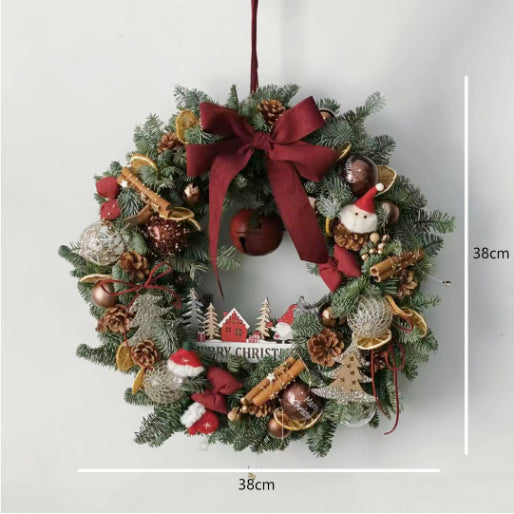 Festive ornament garland arrangement showcasing 30cm and 40cm sizes in gold finish