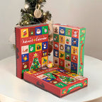 Close-up of Christmas surprise gift box compartments for Advent countdown