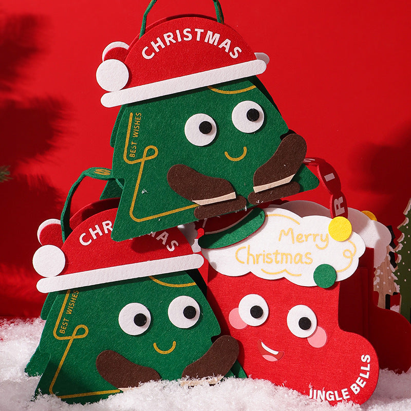 Cartoon Christmas felt bag for festive gift presentation