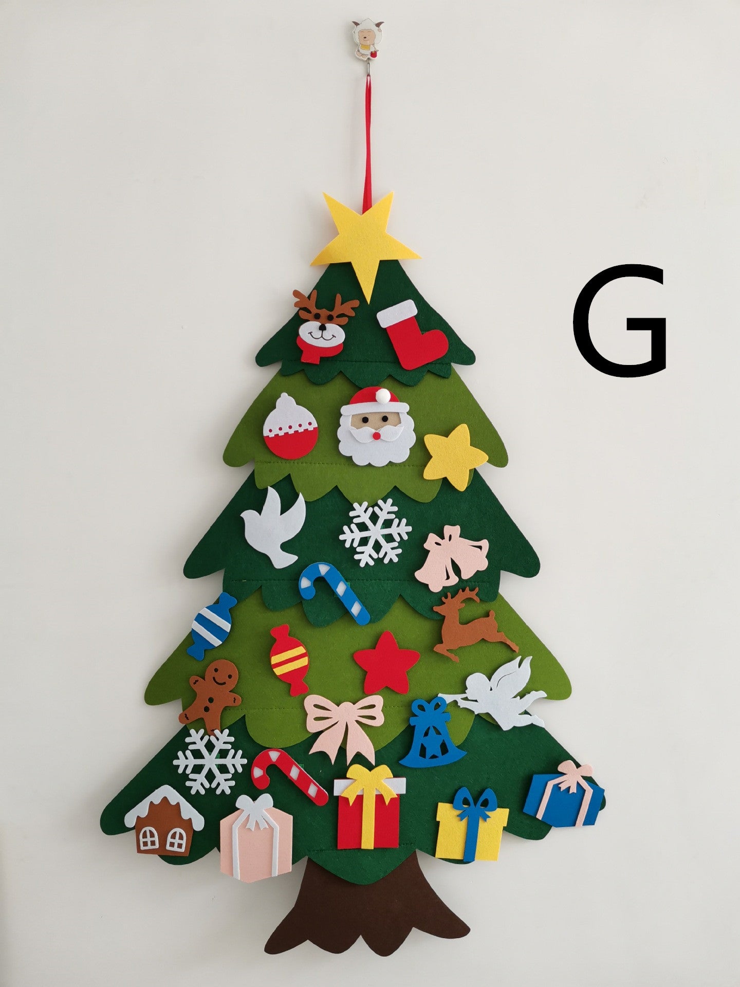 Foldable felt Christmas tree set with colorful holiday ornaments