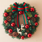 Green deer Christmas garland ornament for wall or mantle decor