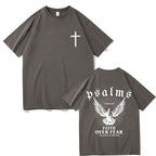 Straight tube cut t-shirt with dove graphic