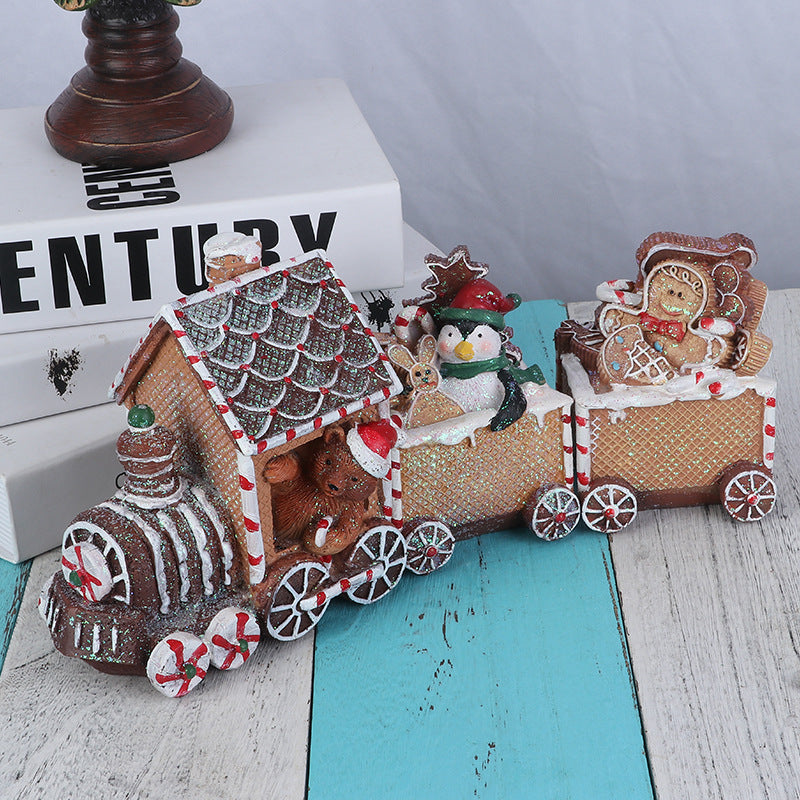 Cozy gingerbread train decoration for Christmas home decor