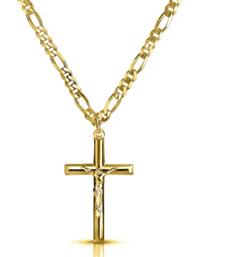 Simple Cross Figaro Necklace on a light background with Easter and faith theme Main image